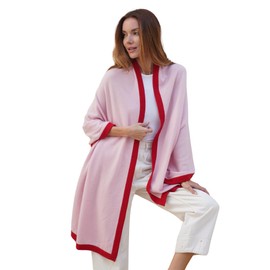 Mimi & Thomas Pink Red 100% Pure Cashmere Scarf Travel Wrap Shawl Gift Boxed