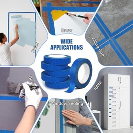 Blue Painters Tape Bulk Pack, Painter's Tape 1-inch × 55 yards, Multi-Surface Residue-Free Blue Masking Tape for Wall Painting, Artwork, Automotive and Packaging Labelling, 20 Rolls，Total 1100 Yards