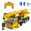 WEECOC RC Crane Construction Tractor Remote Control Large Crane Truck wiht Light and Sound Rechargeable Electronics Hobby Toys for Kids Boys Child (Yellow)