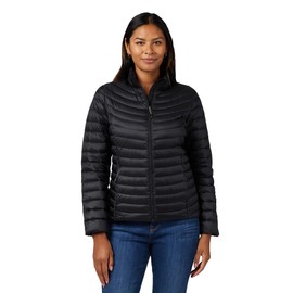 32 Degrees Heat Women's Ultra-Light Down Packable Jacket | Layering |Semi-Fitted | Zippered Pockets | Water Repellent, Black, Medium