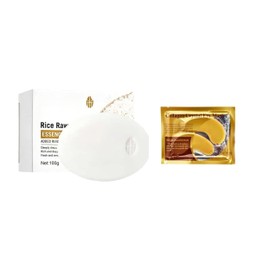 Jabón De Arroz + 1 Mascarilla De Colageno Para Ojos Con Base De Oro,1 Unidad De 100G Jabón Blanqueador Hidratante. Blanquea, Aclara E Hidrata La Piel.
