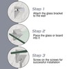 Mooche Glass Shelf Bracket Adjustable Shower Brackets Brushed, 2 Pack