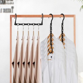 HFZRZFH Space-Saving Hangers | 10 Pack Plastic Magic Hangers with 5 Holes | Sturdy Closet Organizers for Efficient Storage | Ideal for Home, College Dorms, and Apartments