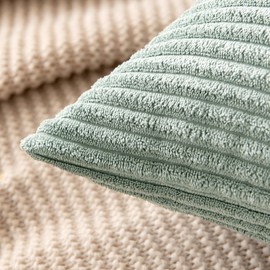 MIULEE Pack of 2, Corduroy Soft Soild Decorative Square Throw Pillow Covers Set Cushion Cases Pillowcases for Sofa Bedroom Couch 18 x 18 Inch, Greyish Green