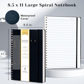Yoment Spiral Notebook 8.5 x 11 A4 Large Notebooks for Work College Ruled Journaling Notebooks, 100 GSM Paper, Spiral Bound Journal for School Note Taking Writing, A4 Black