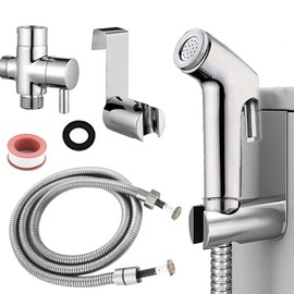 Handheld Bidet Sprayer with Explosion-Proof Hose & High Pressure - Cloth Diaper & Pet Bathing Spray Kit (Sleek Silver Finish)