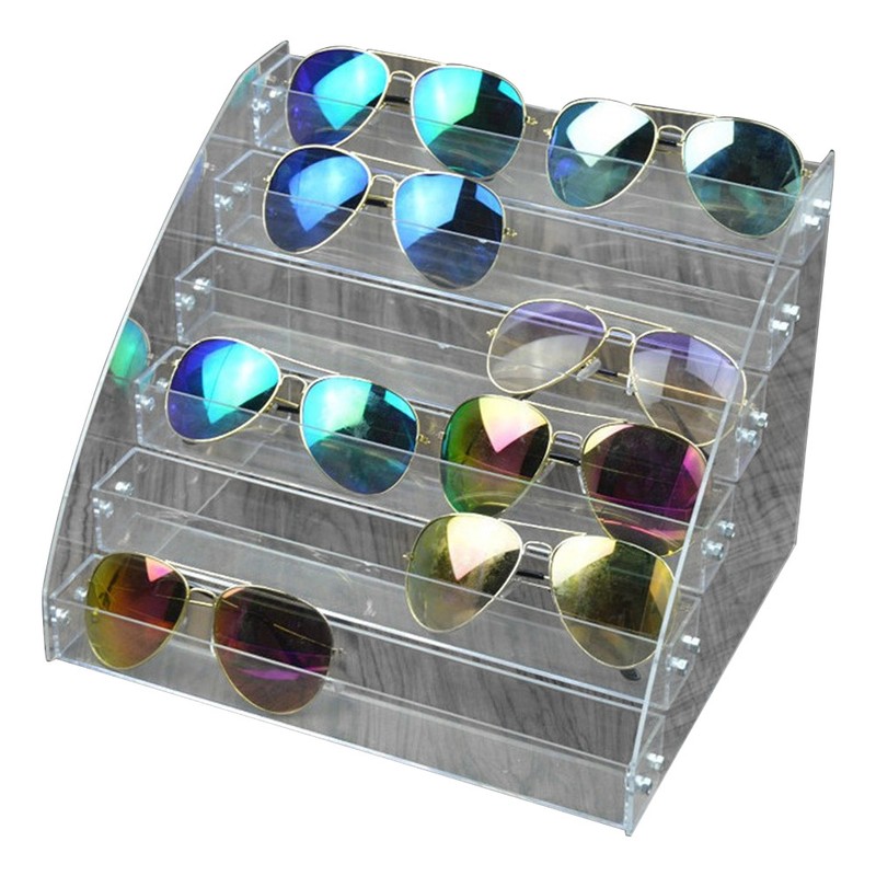 Acrylic Sunglasses Organizer Multilayer Display Case Tabletop Eyeglass Storage Box(Six