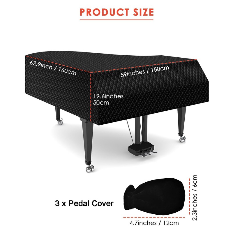 TINDTOP Thickened Grand Piano Cover, Thicken Cotton Lining Baby Piano