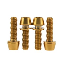 Dingtai チタン合金の自転車ブレーキブレーキテーパーキャップボルトM6x18 /20mm 4本入 (M6x18mm, ゴールド)