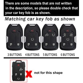 ontto 3-Button Carbon Texture Car Key Cover Fit for Chevy Silverado 1500 2500HD 3500HD Tahoe Suburban,Key Bag with Keychain Fit for GMC Sierra 1500 2500HD 3500HD Yukon Acadia Terrain,Silver