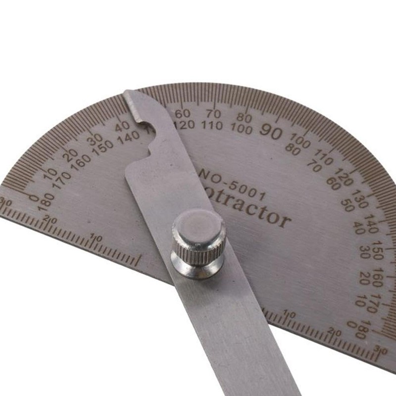 Stainless Steel Protractor 0-180 Degrees Two Arm Ruler Angle Protractor