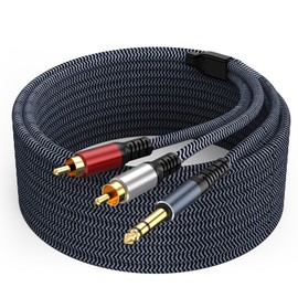 TAISUSAN RCA to 1/4 Cable 20ft, 1/4 TRS to RCA Y Splitter Cable, RCA to Quarter inch Audio Cable Compatible with Amplifier,Mixing Console,Speaker, Home Theater System and More