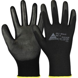 10 Pairs Hase Safety Gloves PU Black Nylon Work Gloves with PU Coating, Oil-Resistant Assembly Gloves, Ideal for Fine Work, Assembly, Industry, Size M (08)