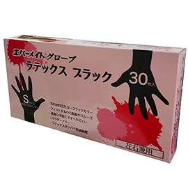 Evermate Gloves, Latex Black, 30 Pieces, Left & Right Type, Powder Free (S: 6.0 - 6.5 inches)