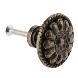 dophee 5Pcs Vintage Mini Cabinet Knobs, Single Hole Decorative Round Drawer Pulls Handles for Jewelry Box Wood Case Cupboard Dresser Closet Chest, 1.24"x0.83"