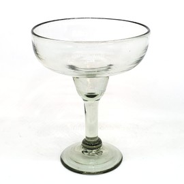 MexHandcraft Clear Large 14 oz Margarita Glasses (set of 4), Recycled Glass, Lead-free, Toxin-Free