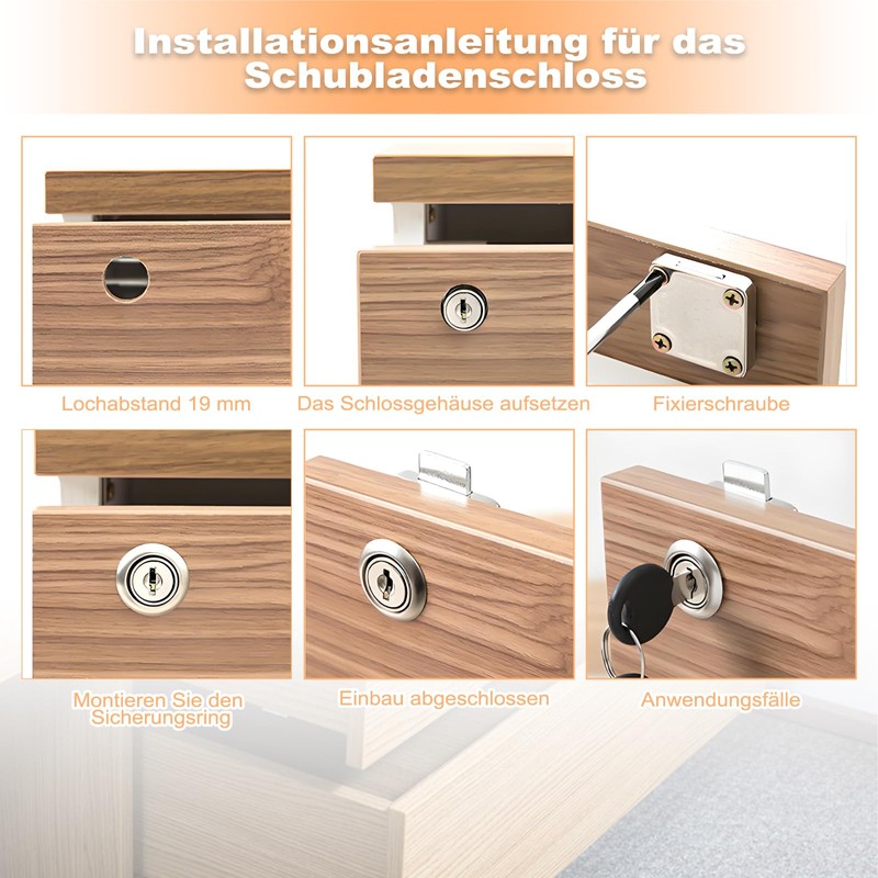 Cabinet Lock with Key, Pack of 6 Security Cabinet Lock,