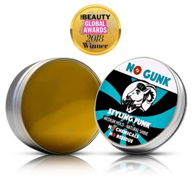 NO GUNK styling funk - chemical-free styling wax for hair & beard - strong hold - natural & organic ingredients - winner, Best Male Hair Product 2018, Pure Beauty Global Awards 50g