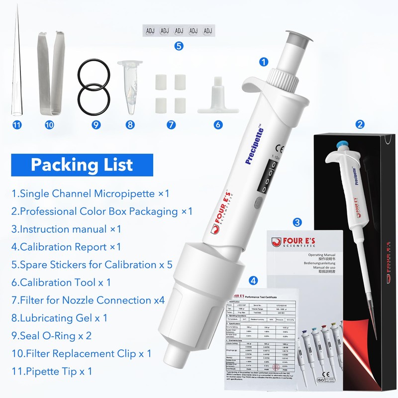 PRECIPETTE Pipette 1-10ml Micropipette Lab Single Channel Pipette High Precision
