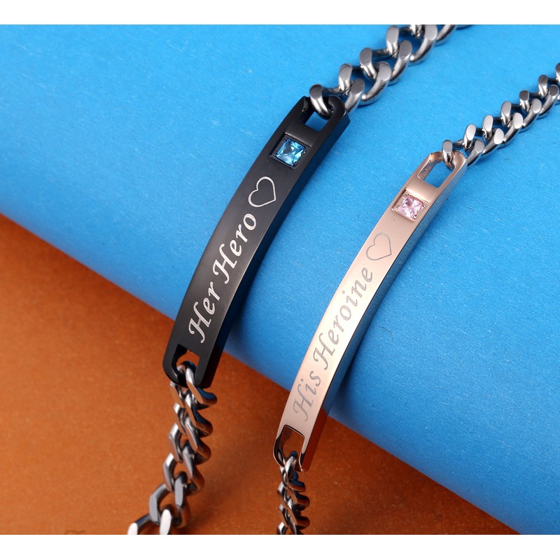 His or Hers Matching Set His Heroine Her Hero Titanium