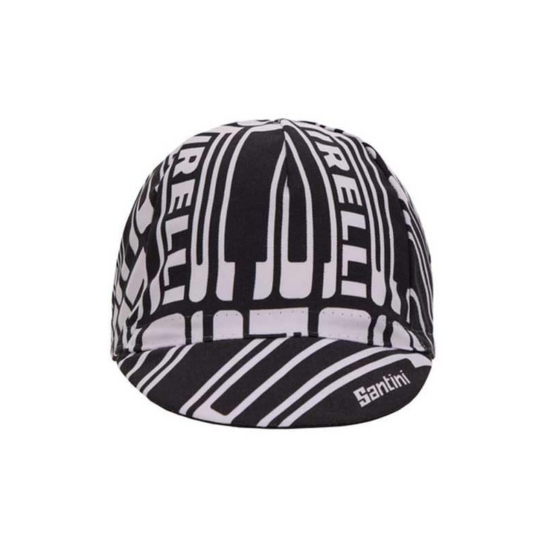 Santini RE460COTPIREL Pirelli Sports Club Cotton Cycling Cap, Black White