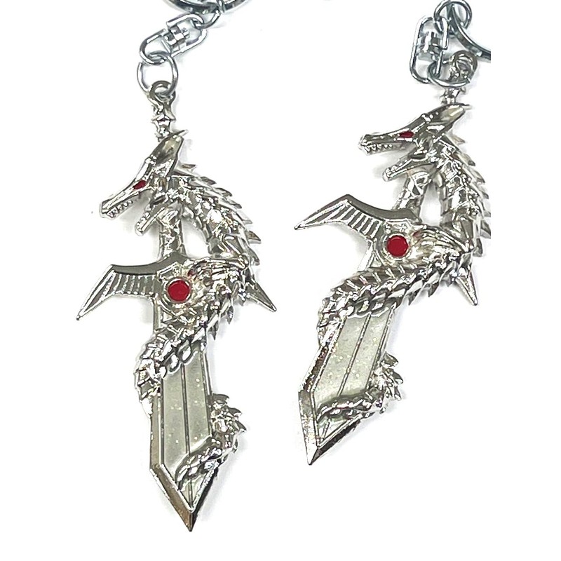 Dragon of the Devil Luscious Sword Keychain Silver