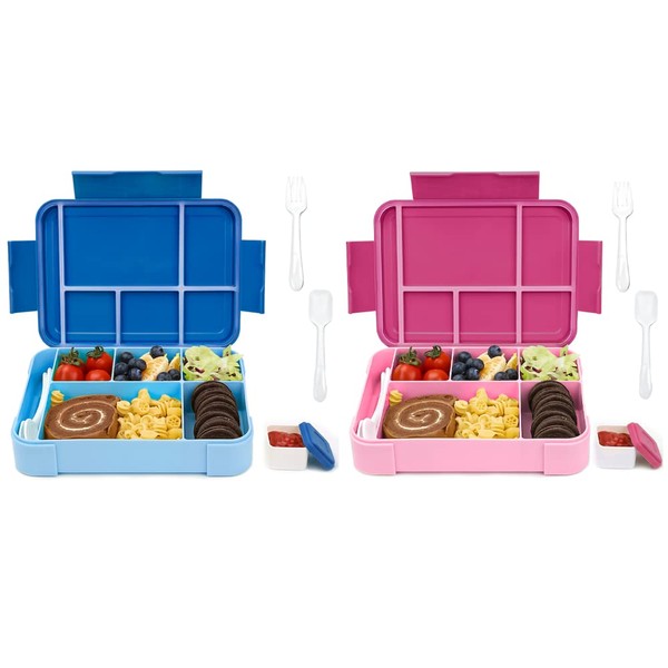 Bugucat Children's Lunch Box with Compartments, 1330 ml, Set of