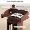 Portable Podium Stand with Metal Wheels, Rolling Podium with Drawer