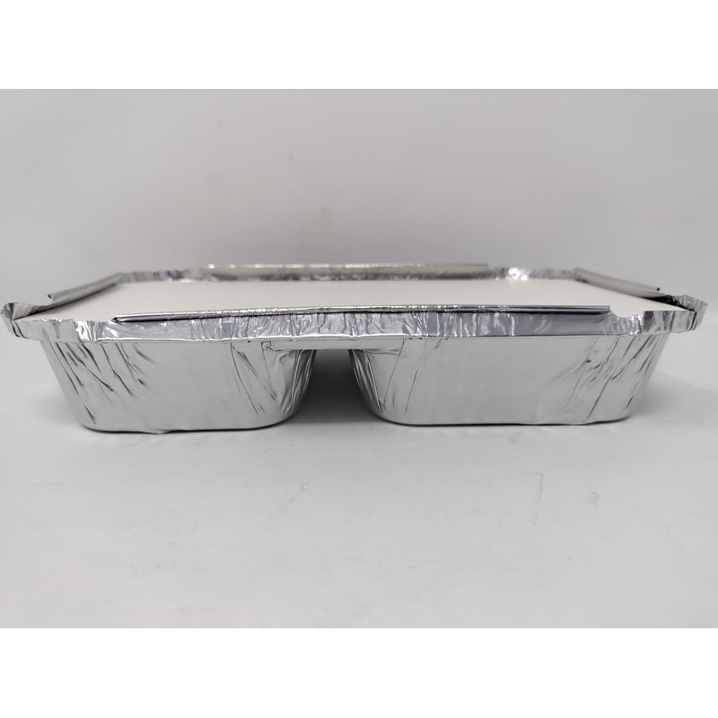 50 x 2 Compartment Aluminium Foil Rectangular Roasting Oven Baking