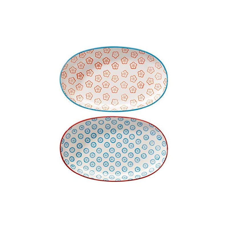 Bloomingville Emma Retro Small Serving Plates Oval Vintage L 21.5