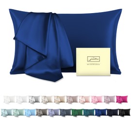 Mulberry Silk Pillowcase for Hair and Skin Pillow Case with Hidden Zipper Soft Breathable Smooth Cooling Silk Pillow Covers for Sleeping (Royal Blue, King（20"X 36"）)