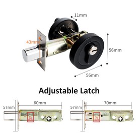 Single Cylinder Deadbolt Lock, Zinc Alloy Round Door Lock Modern Invisible Lock with Keys, Deadbolt for Front, Entrance, Passage Doors (Gold)