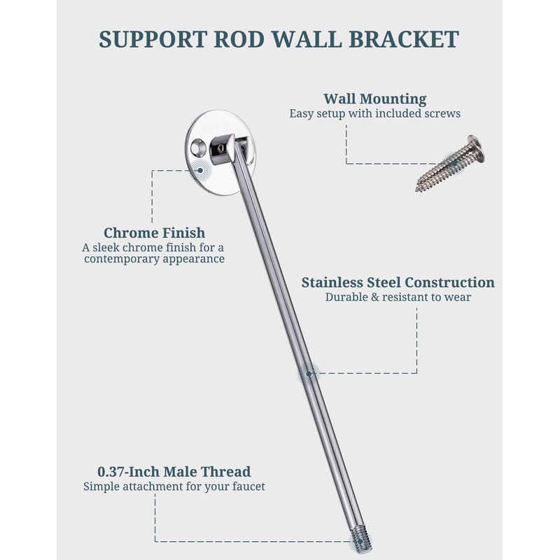 Phivan Commercial Mop Sink Faucet Support Rod Wall Bracket Wall
