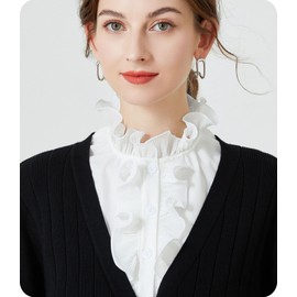 WENLOOY Chiffon Fake Collar Detachable Blouse Dickey Collar Half Shirts Faux False Collar for Women & Girls Favors (Cute Ruffles, One Size)