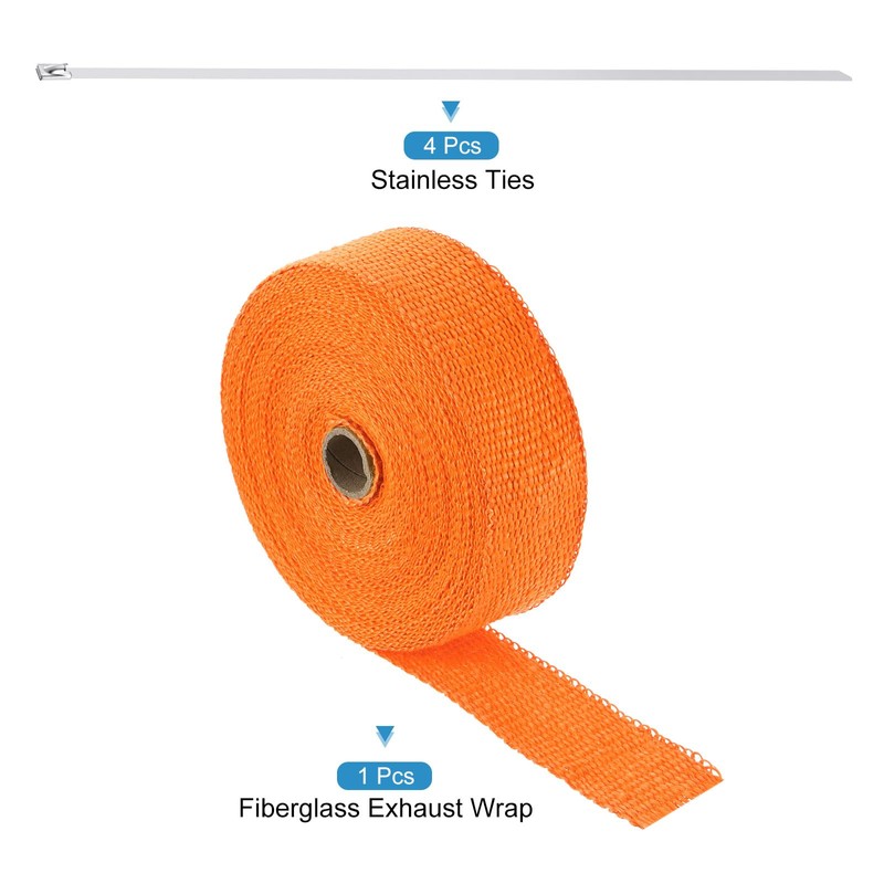 MECCANIXITY Fiberglass Exhaust Wrap Tape, 2" x 50' Orange Header