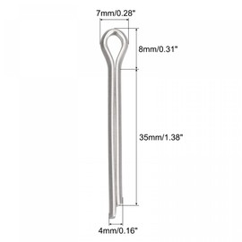 uxcell Split Cotter Pin, 4mm x 35mm Stainless Steel Clip Fastener Fitting for Automotive, Mechanics, Silver Tone, 15Pcs