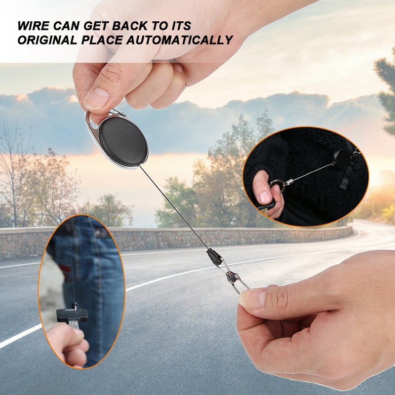 60cm Nylon Wire Rope Retractable Key Chain Stretching Keys Clasp