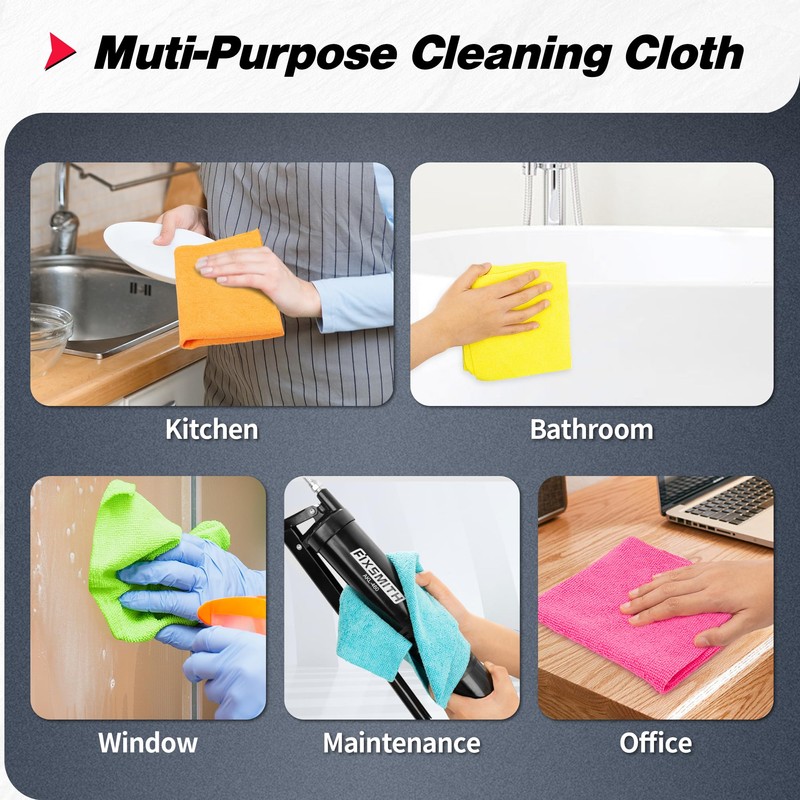 FIXSMITH Microfiber Cleaning Cloth, 100 Pack Shop Towels, Micro Fiber