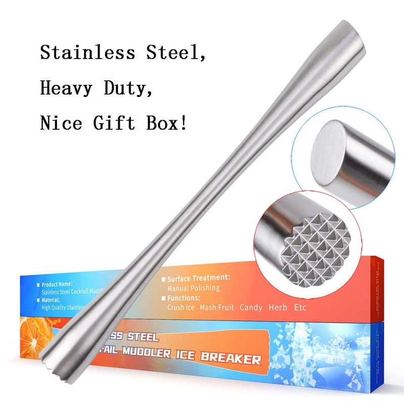 ITTA 10" Stainless Steel Muddler with Serrated End (1)