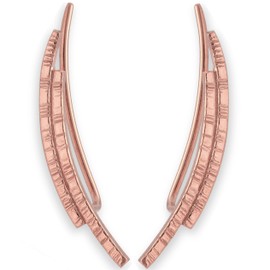 Ear climber earrings made of sterling silver, rose gold-plated handmade jewellery, minimalist hypoallergenic ear cuffs, silver ear cuffs, ear cuff (silver rose gold-plated)