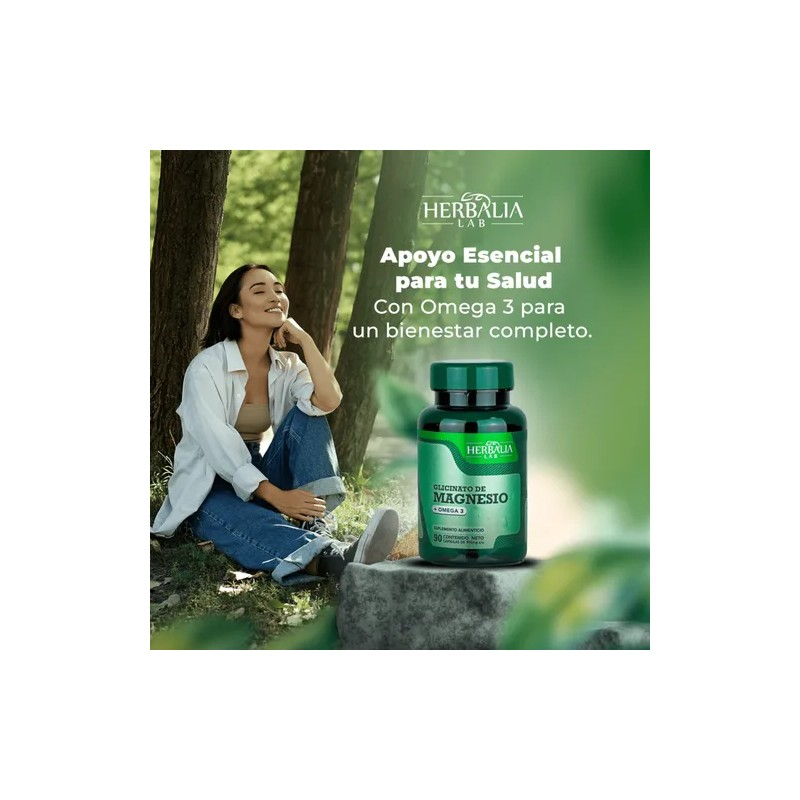 Glicinato de Magnesio 400mg Magnesio Glicinato + Omega 3 Fórmula