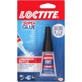 Loctite Super Glue Liquid Longneck Bottle, Clear, 0.35 fl oz Bottle, 2 Pack - Superglue for Plastic, Wood, Metal, Crafts & Repair, Cyanoacrylate Adhesive Instant Glue, Quick Dry