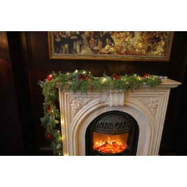 6.3FT Christmas 108 Branch Tips Cedar Garland with LED Lights String, Anna's Whimsy Seasonal Artificial Pine Cypress Greenery Garland, Christmas Decorations Holiday Indoor Outdoor Christmas Decor