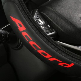 Leather Steering Wheel Cover Compatible with Accord Universal Size(red)