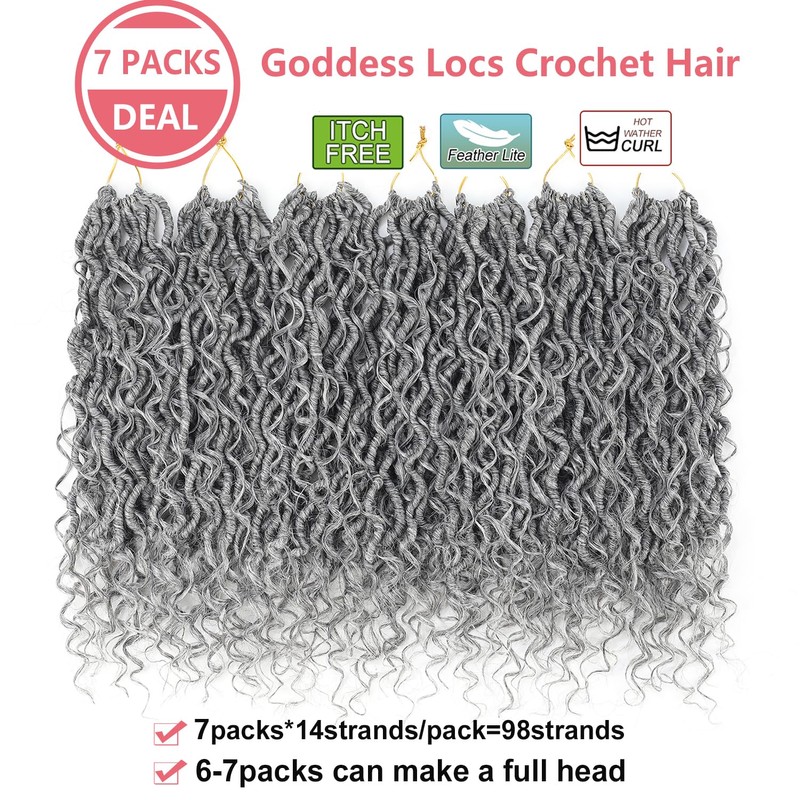 Grey Goddess Locs Crochet Hair For Black Women 14 Inch
