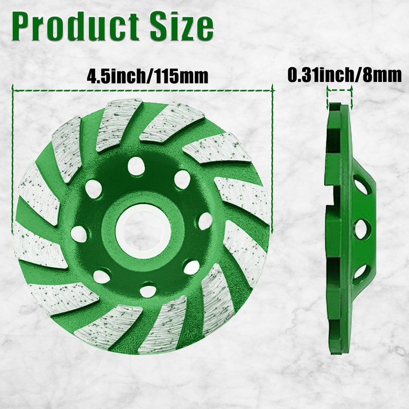KY Retail 4 1/2 Inch Diamond Concrete Grinding Wheel 12-Segment