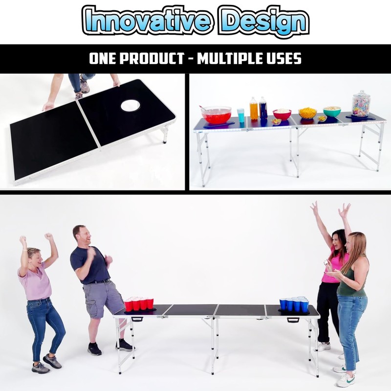 New & Improved 2-in-1 Cornhole Boards & Party Pong Table