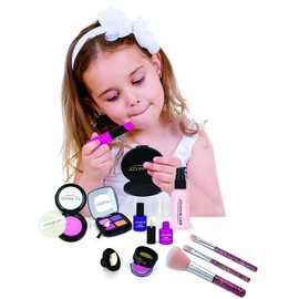 Girls Play Makeup Set 14 Pieces Washable Non-Toxic Cosmetics Kit for Kids with Cosmetic Bag for Pretend Play, Creativity & Learning| Ages 3+ Koolbitz