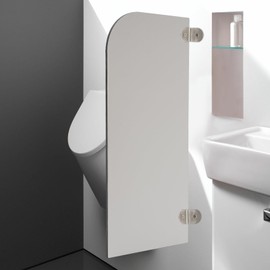 BANLICALI Urinal Partition, 15.7"W x 35.43"H Urinal Screen Toilet Partition with Accessories, Wall-Mounted Men Urinal Divider Screen for Schools Shopping Malls Public Places (Light Grey, Round Angle)