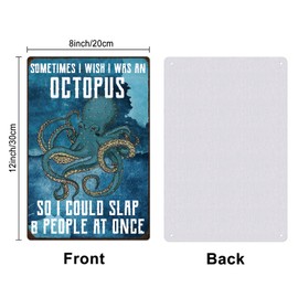SUPERDANT Octopus Vintage Tin Sign Sea Animal Metal Tin Sign Ocean Octopus Metal Sign Metal Plaque Old Fashion Aluminum Sign Wall Decor for Man Cave Playroom Bathroom Billiard Room Bars Cafes Pubs